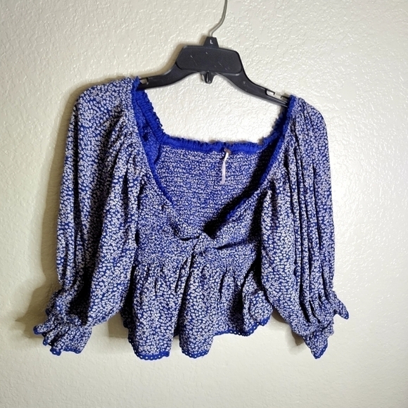 Free people Brittnee Print Smocked Back Peplum Top sz S - Picture 2 of 8